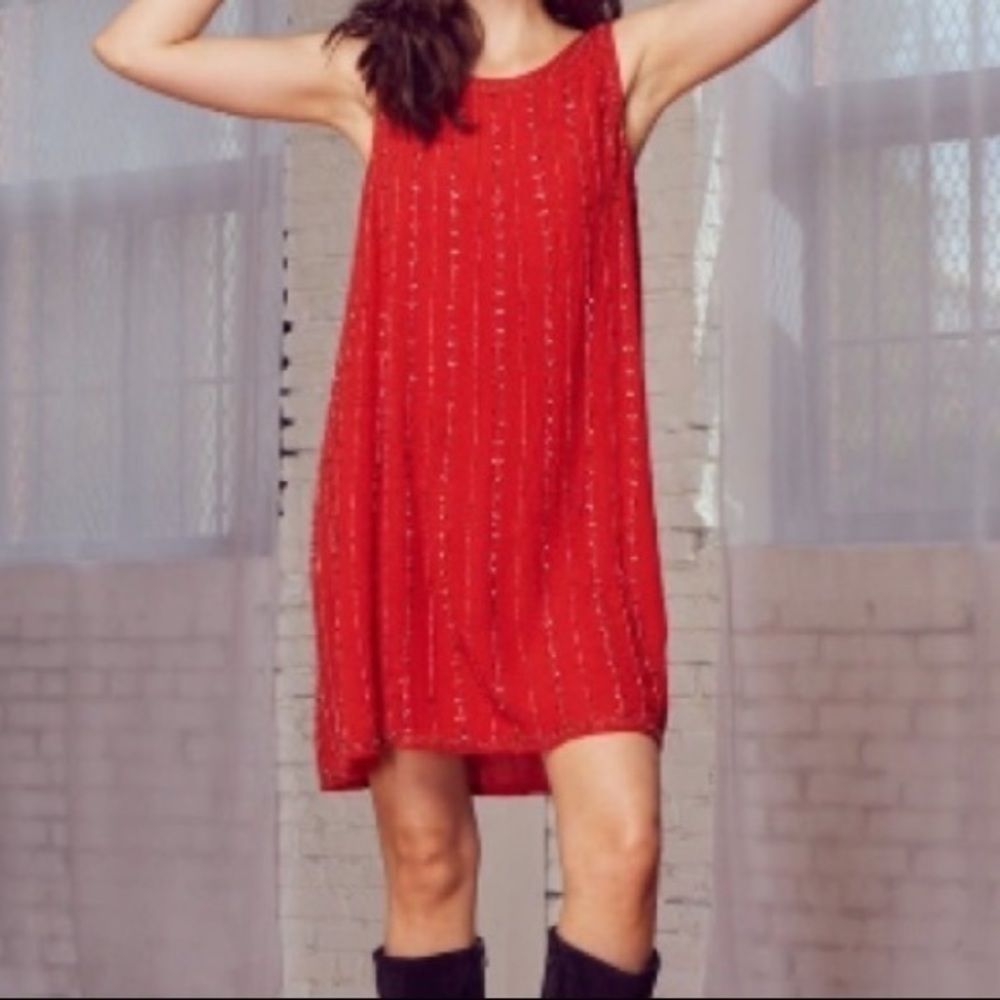 Lost + Wander Rouge Beaded Swing Dress Red NWT - Picture 2 of 11